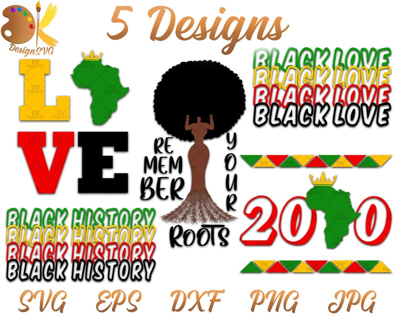 Download Black History Bundle SVG Afro Roots SVG Africa Love SVG | Etsy