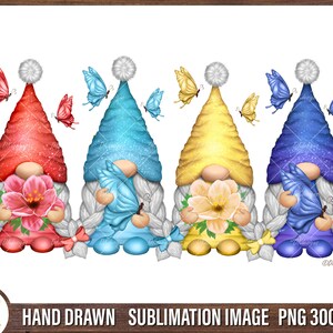 Frühling Mädchen Zwerge Png Sublimation, Blumenzwerge Png Clipart, Schmetterling Zwerge Sublimation, Frühling Png, Hallo Frühling Sublimation