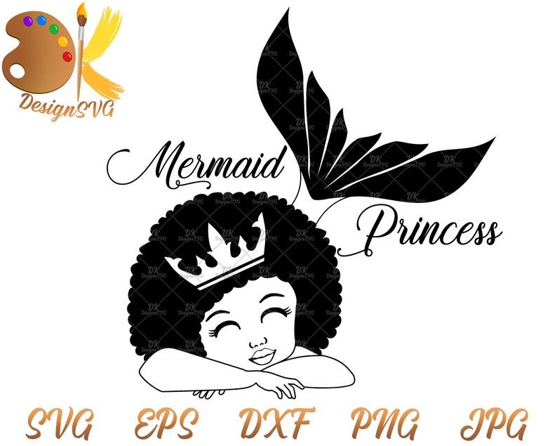Download Afro Mermaid SVG Mermaid Girl SVG Black Girl with Crown | Etsy