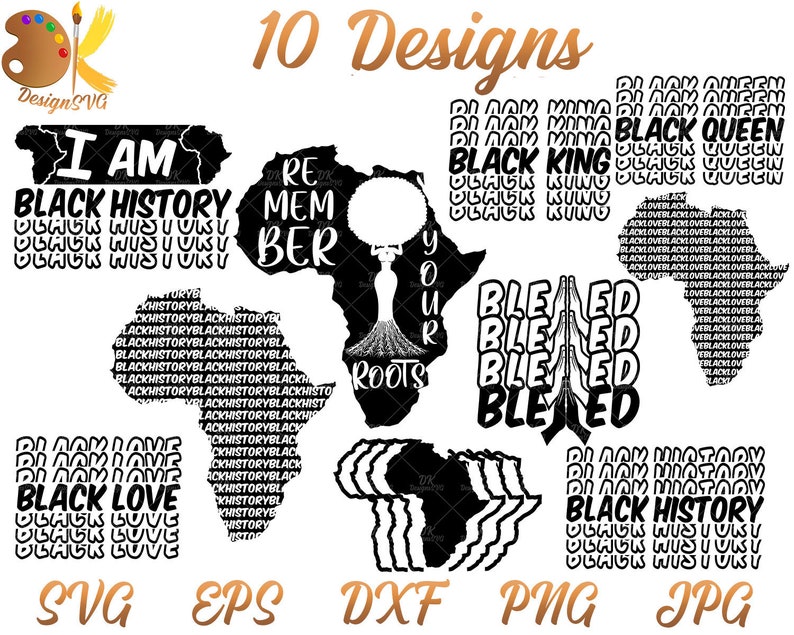 Download Black History Bundle SVG Black Love SVG Blessed SVG Afro ...