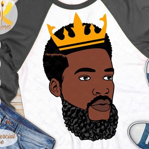 Roi Noir SVG | Homme noir avec la barbe SVG | Afro Man avec Crown Svg | Dope Black Dad SVG | Fichier Cricut