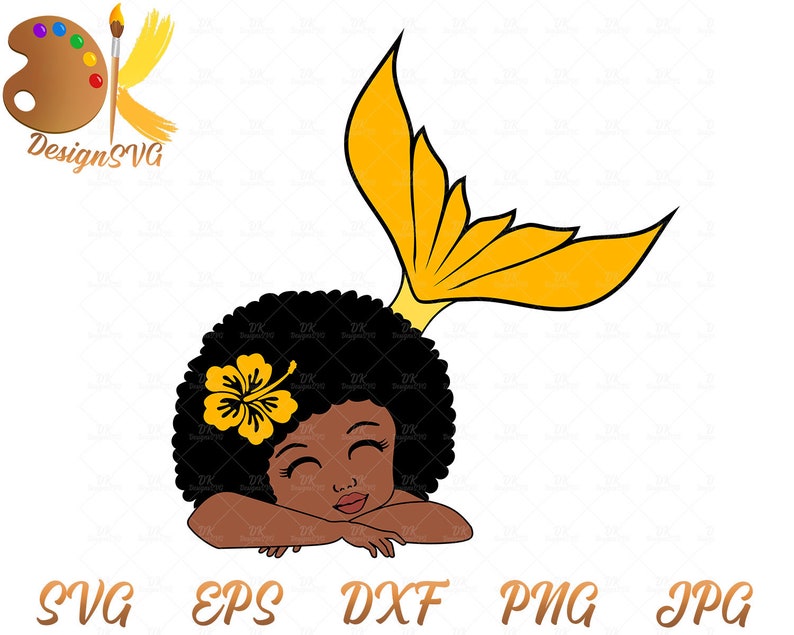 Download Black Mermaid SVG Mermaid Girl SVG Afro Girl with Flower ...
