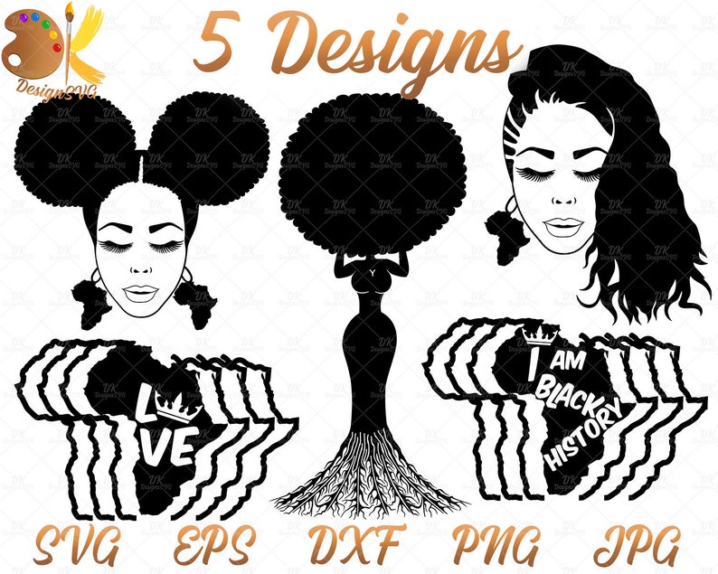 Download Black History Bundle SVG Black Woman with Earrings SVG | Etsy