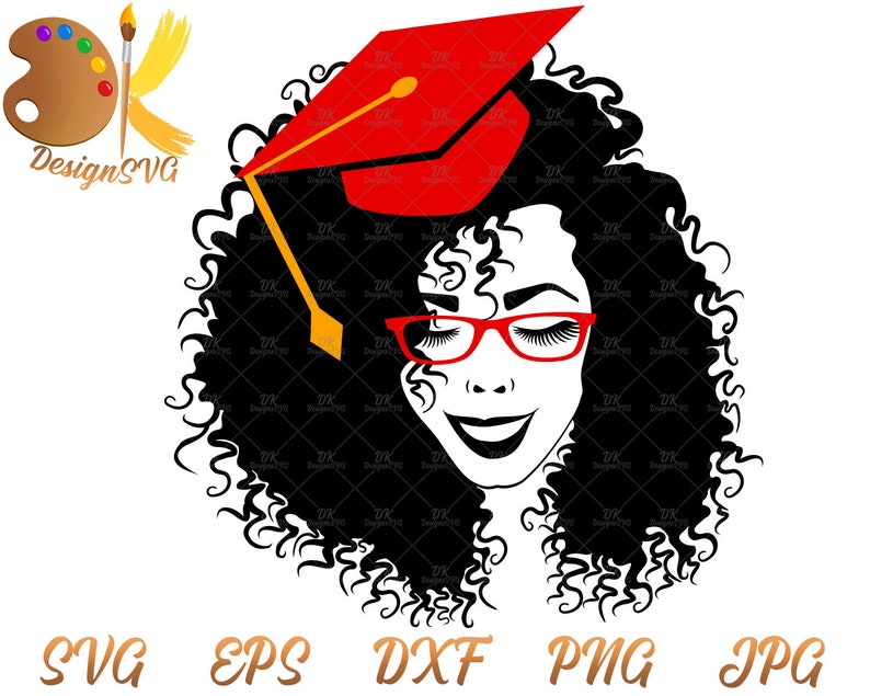 Download Black Woman with Graduation Hat SVG Afro Woman SVG Black ...