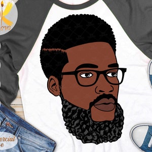 Homme noir avec des lunettes SVG | Afro Man avec Beard Svg | Dope Black Dad SVG | SVG noir et instruit | Fichier Cricut
