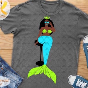 Black Woman Mermaid SVG | Afro Thick Woman SVG | Black Queen Svg | Black Girl Magic Svg | Cricut File