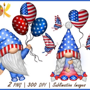 4 juillet Gnomes Sublimation, USA Gnomes Png Clipart, American Gnomes Png, 4th of July Sublimation Designs