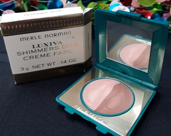 Merle Norman Luxiva vintage Shimmer Duo Creme Fard compact and Eyebrow Highlight Duo