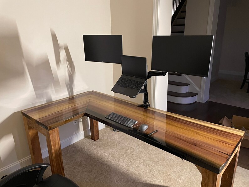 Live Edge L-Shaped Computer Desk
