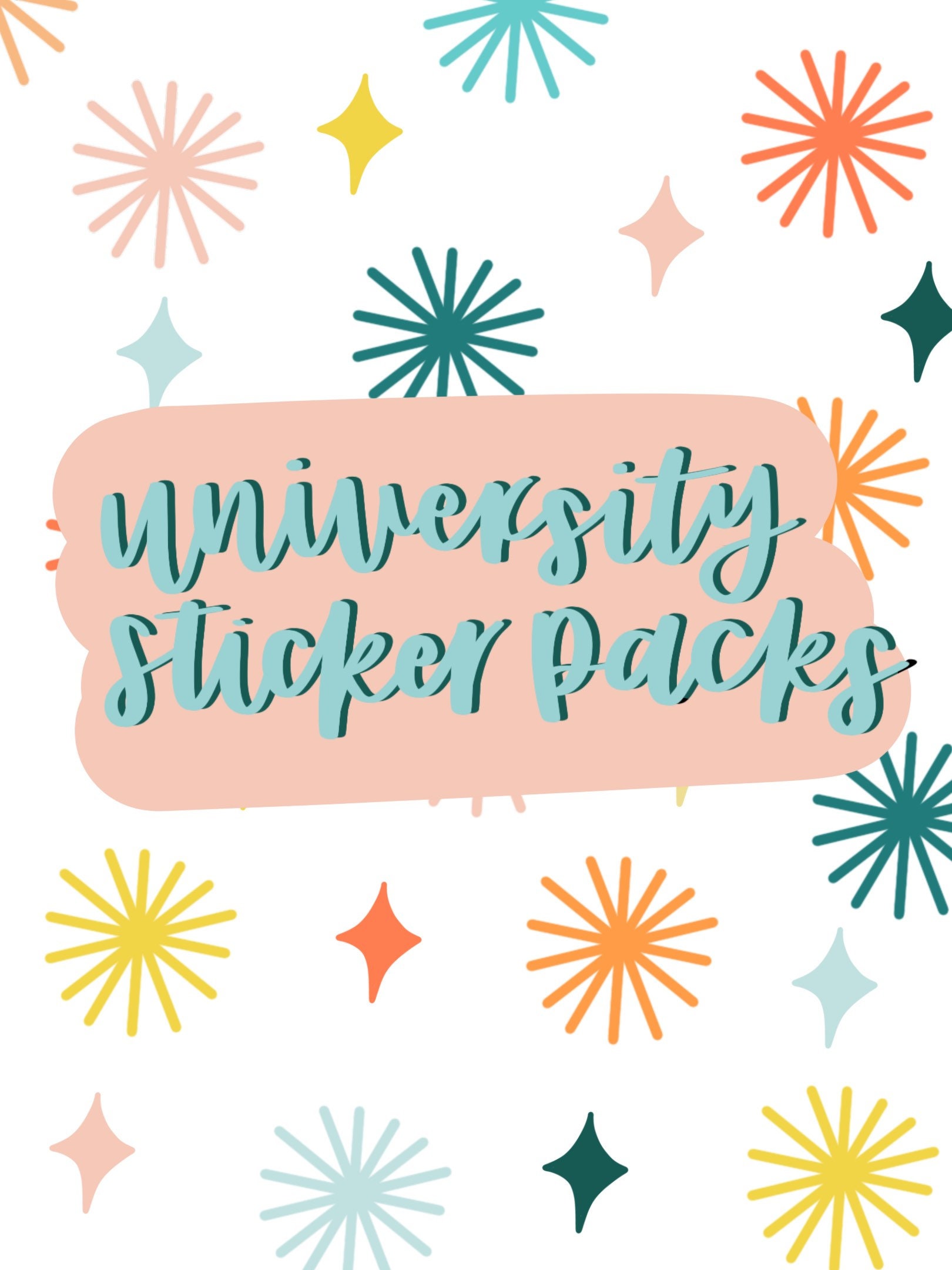Custom University Sticker Pack 6 stickers School Sticker Etsy