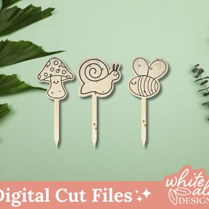 Estacas de plantas de amigos de jardim | Download digital instantâneo testado pelo Glowforge | Acessório para plantas | Decoração de jardim | Arquivo Laser SVG