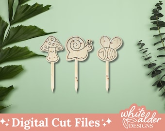 Garden Buddies Plant Stakes Laser Cut File SVG | Garden Decor (Digital Download)