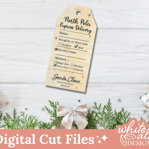 North Pole Express Santa Tag | Christmas Tag | Digital Laser File | SVG PDF