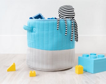 Organic Cotton Mod Quilted Storage Basket  | 13" x 12"
