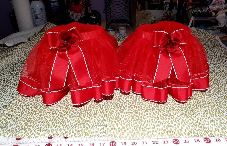Twin Outfit Pretty Tutu Valentines Tutu Baby Girl Gift Red Ribbon Trim Tutu with Rose Baby/'s First Valentines Day Baby Shower Gift