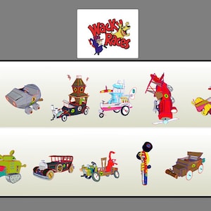 Collection - Wacky Races - Hanna Barbera , papercraft - PDF - DIY - Dick Dastardly - Muttley - Penelope Pitstop - cartoon - pdo - pepakura