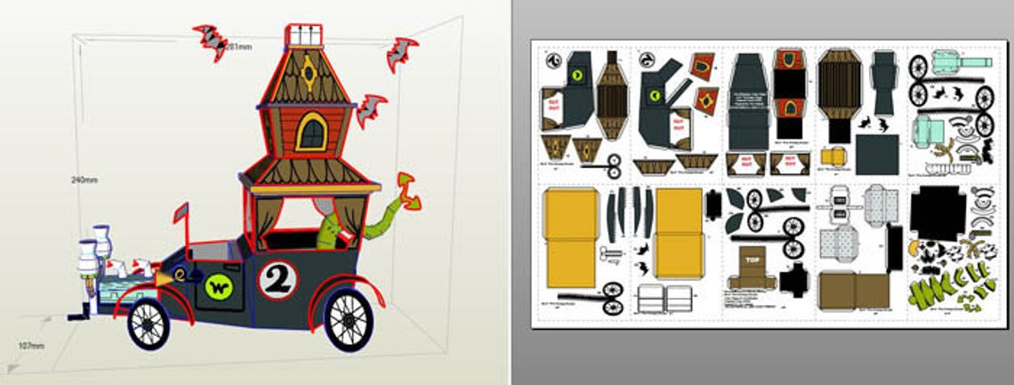Wacky Races Papercraft Wacky Races - Creepy Coupe - papercraft - PDF - DIY - hanna barbera ...