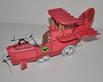 Wacky Races Crimson Haybailer Papercraft: DIY Cartoon Car (PDF)