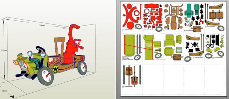 Wacky Races Papercraft Wacky Races The Arkansas Chug-A-Bug papercraft PDF DIY - Etsy España