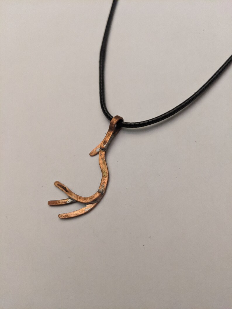 Deer antler copper charm necklace