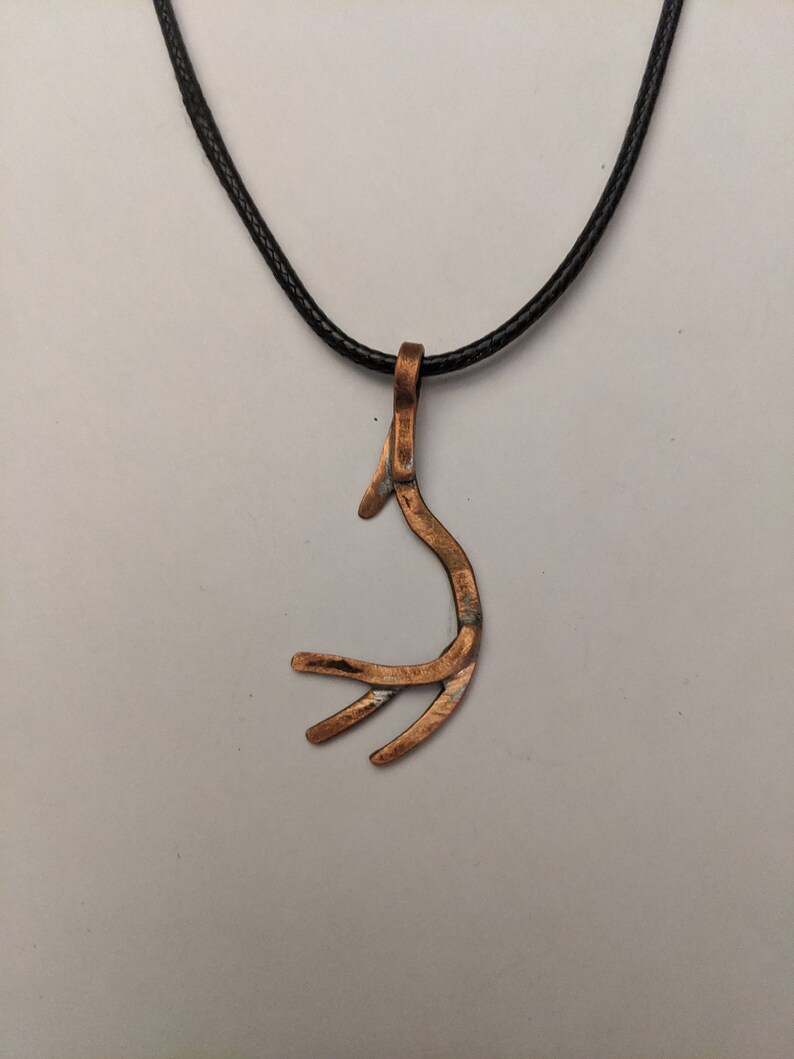 Deer antler copper charm necklace