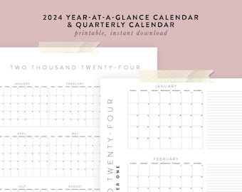 Printable 2024 Calendar Bundle | Yearly + Quarterly Calendars  | 5 - 24x36 Posters