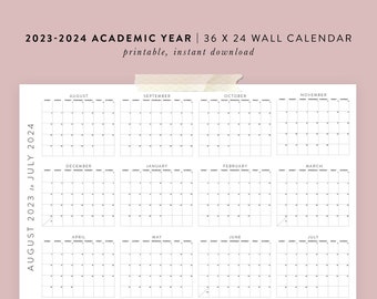 Calendrier mural académique 2023-2024 imprimable | Affiches 24x36, 18x24, 11x8.5 | 02
