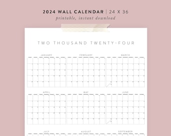 Printable 2024 Wall Calendar | 24x36 Poster | 01