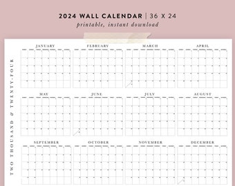 Printable 2024 Wall Calendar | 3 Sizes - 36x24, 24x18, 11x8.5 Posters | 03