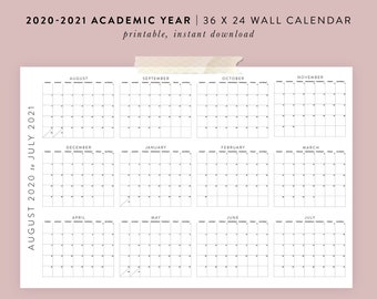 Academic Calendar Etsy 2021 calendar 36 x24 pdf 2019