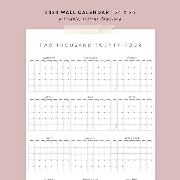 Printable 2024 Wall Calendar | 24x36 Poster | 01