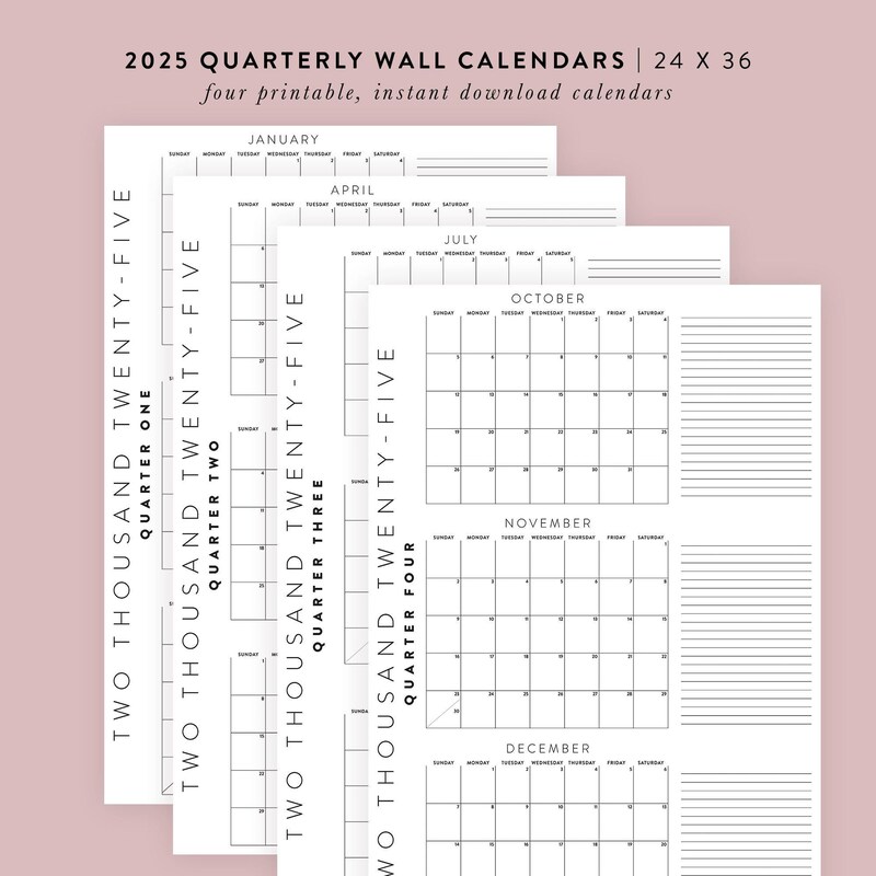 Quarterly Calendar Etsy