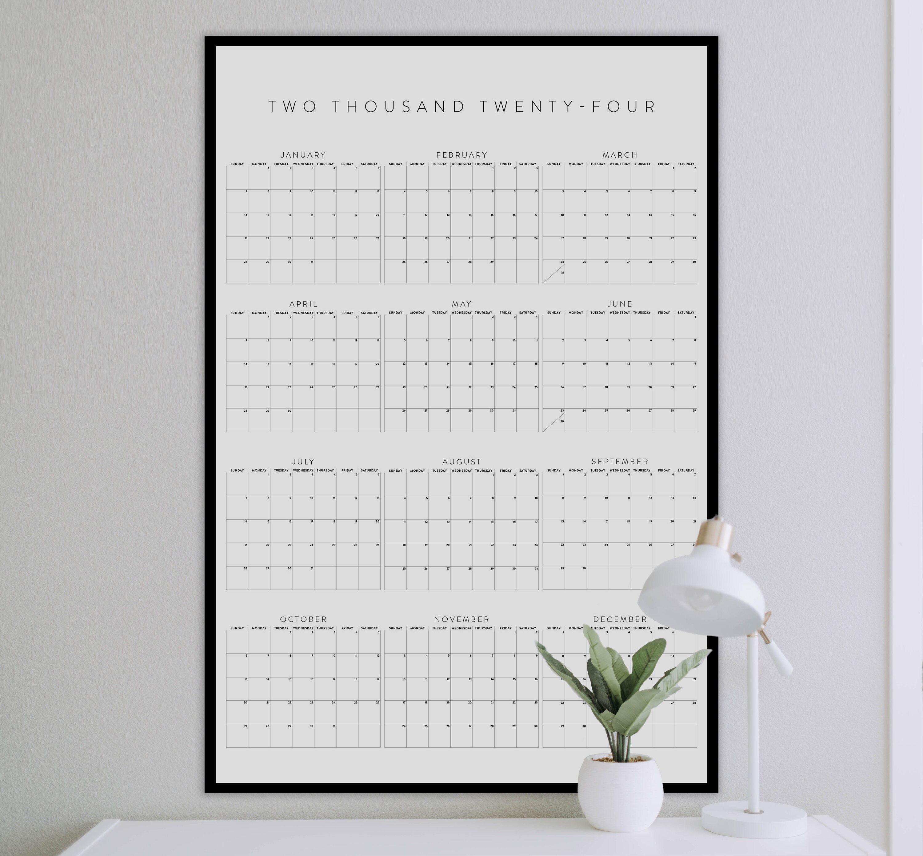 Printable 2024 Wall Calendar 24x36 Poster 01 Etsy