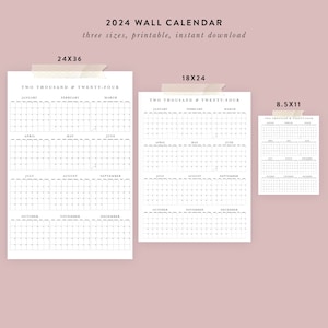 Printable 2024 Wall Calendar 24x36 Poster 03 - Etsy