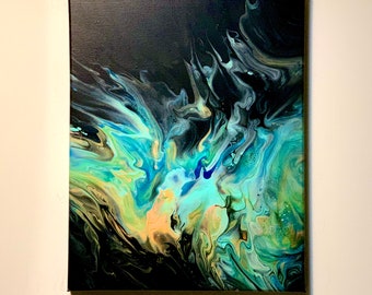 Marbled Acrylic Pour Painting 16x20