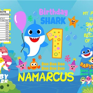 Baby Shark Chip Bags / Baby Shark Party Favor / Custom Chip Bag / Treat Bags / Digital / Imprimible / Cumpleaños / Baby Shark decoración / niño