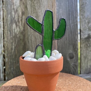 Mini Stained Glass Cactus Plant