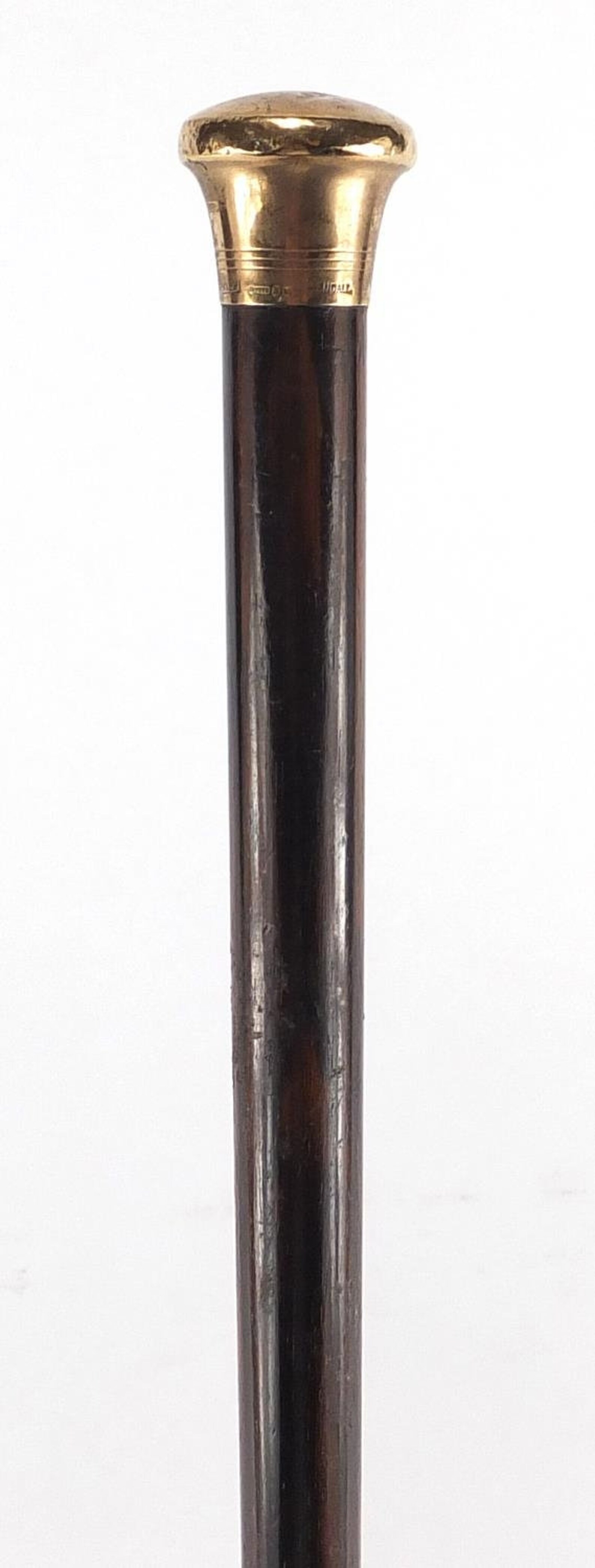 9ct Solid Gold Mounted Exotic Wood Walking Cane by Kendall and Sons Ltd