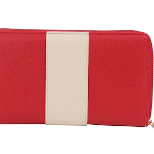 Oferta de verano / Cartera de cuero rojo / Cartera color crema carmesí / Hermandad Delta Sigma Theta / DST / Divine Nine / Cartera con cremallera / Regalo de cumpleaños