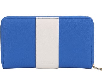 Clearance Sale! | Zeta Phi Beta Wallet: Royal Blue & White Vegan Leather - ZPhiB Sorority  | Sorority Gift