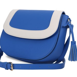 Juneteenth Sale | Blue Leather Bag | Crossbody Bag | Zeta Phi Beta Sorority | ZPHIB | Vegan Leather Bag | Sorority Bag | Birthday Gift