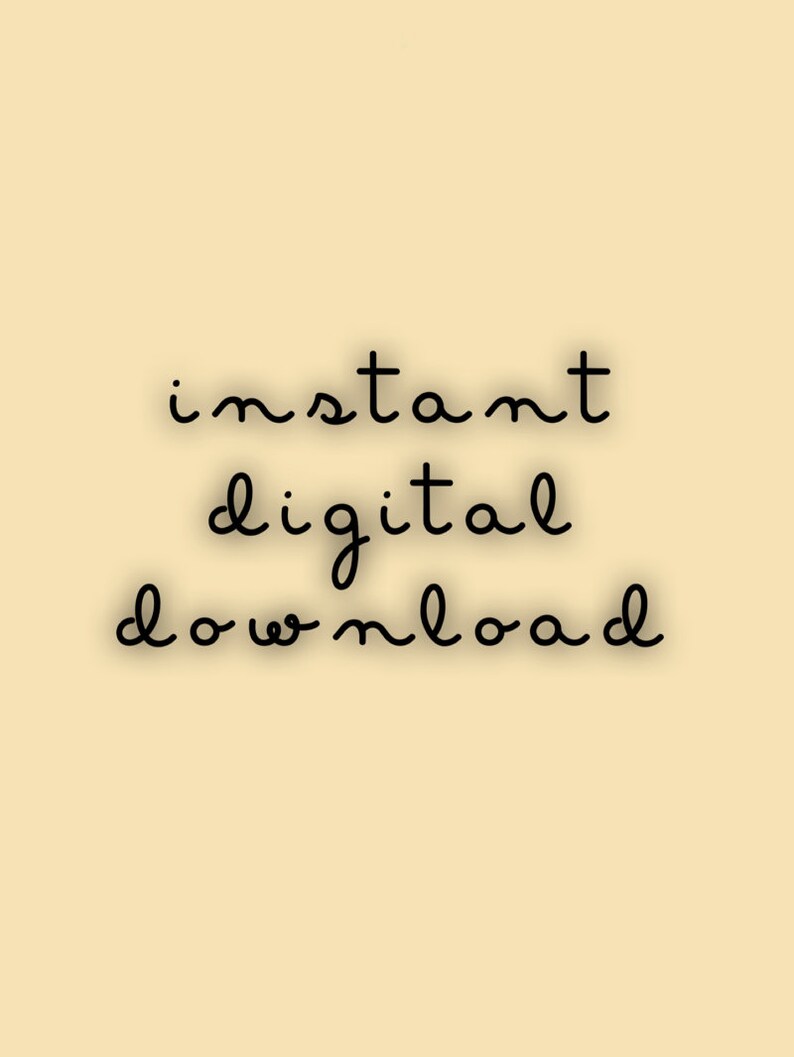 Pode incluir: Gr&aacute;fico digital em um fundo amarelo claro. As palavras "instant digital download" s&atilde;o escritas em preto, em uma fonte manuscrita. O texto est&aacute; centralizado e ligeiramente sombreado.