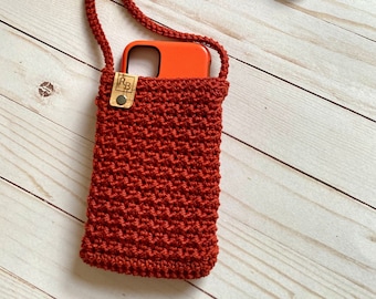 Crocheted Cell Phone Bag, Cross body Phone Pouch, Best Friend Birthday Gift for Her, Travel Purse for Women, Birthday Gift for Mom