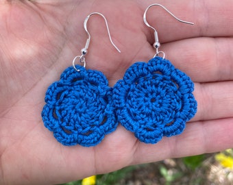 Crochet Flower Earrings, Hypoallergenic Dangle Boho Earrings, Thank you Gift for Teacher, Graduation Gift for Her, Mothers Day Gift Idea