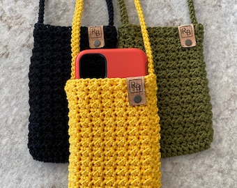 Handmade Crochet Crossbody Purse for Phones, Gift for Travel Lover, Teacher Appreciation Gifts, Valentines Day Gift for Her