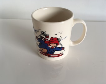 Vintage Staffordshire Paddington bear mug winter 9cm very good condition