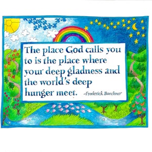 PACK de 5 cartes de voeux pleines d'esprit : citation de Buechner sur la vocation