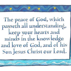 Print of a prayer: The peace of God which passeth all understanding