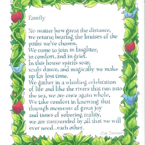 Print of a poem about family