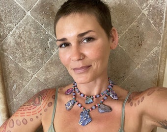 Purple Jasper Statement Necklace: Beaded Festival Jewelry